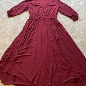 City Chic maroon long sleeve maxi.